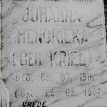 OUDTSHOORN Johanna Hendrieka, van RHEEDE van nee KRIEL 1918-1992