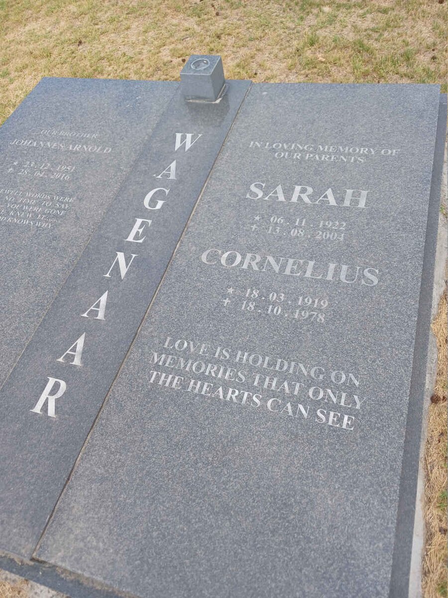WAGENAAR Cornelius 1919-1978 & Sarah 1922-2004 :: WAGENAAR Johannes Arnold 1951-2016_2