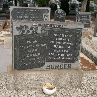 BURGER Izak Schalk 1894-1969 &amp; Isabella Aletta 1892-1966