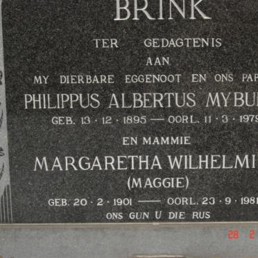 BRINK Philippus Albertus Myburgh 1895-1979 &amp; Margaretha Wilhelmina 1901-1981