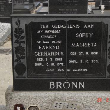 BRONN Barend Gerhardus 1905-1972 &amp; Sophy Magrieta 1936-2001