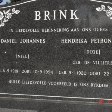 BRINK Daniel Johannes 1918-1994 &amp; Hendrika Petronella DE VILLIERS 1920-1994
