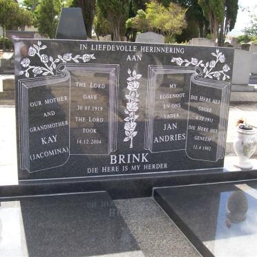 BRINK Jan Andries 1911-1982 &amp; Jacomina 1919-2004