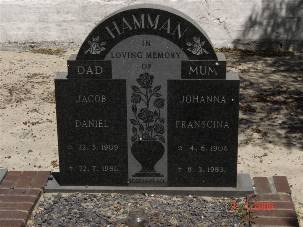HAMMAN Jacob Daniel 1909-1981 & Johanna Franscina 1906-1983