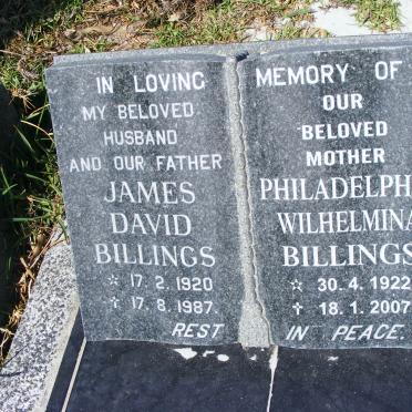 BILLINGS James David 1920-1987 &amp; Philadelphia Wilhelmina 1922-2007