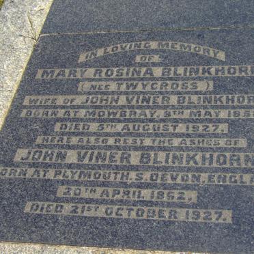 BLINKHORN John Viner 1862-1927 &amp; Mary Rosina TWYCROSS 1858-1927