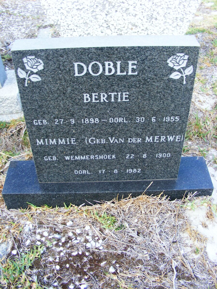 DOBLE Bertie 1898-1955 & Mimmie VAN DER MERWE 1900-1982