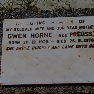 HORNE Gwen nee PREÛSS 1925-1976