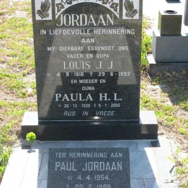 JORDAAN Louis J.J. 1916-1993 &amp; Paula H.L. 1920-2005 :: JORDAAN Paul 1954-1988