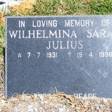 JULIUS Wilhelmina Sarah 1931-1996