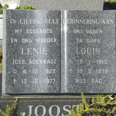 JOOSTE Louis 1915-1978 &amp; Lenie AGENBAG 1922-1977