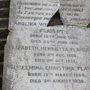 FLAHERTY Carolina Wilhelmina ? 1834-1910 :: FLAHERTY Elizabeth Henrietta 1868-1932 :: FLAHERTY Wilhelmina Christina 1864-1938