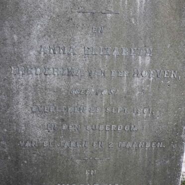 HOEVEN Anna Elizabeth Frederika, van der  nee VOS -1901