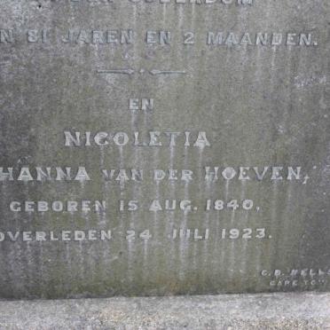 HOEVEN Nicoletia Johanna, van der 1840-1923