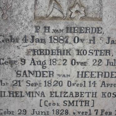 HEERDE F.H., van 1887-1887 :: KOSTER Frederik 1822-1888 &amp; Wilhelmina Elizabeth SMITH 1828-1900 :: HEERDE Sander, van 1820-18