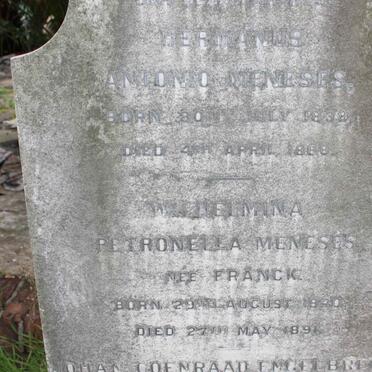 MENESES Hermanus Antonio 1839-1888 &amp; Wilhelmina Petronella FRANCK 1840-1891