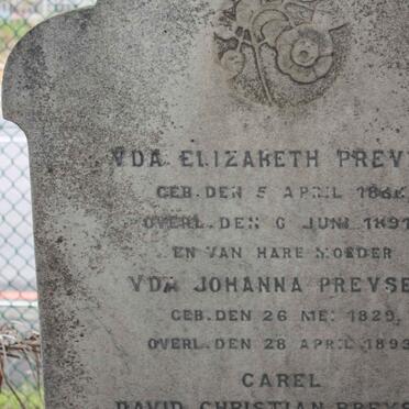 PREYSER Vda Johanna 1829-1893 :: PREYSER Vda Elizabeth 1862-1897