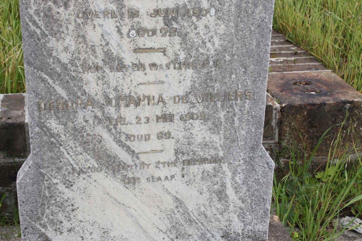 VILLIERS Debora Johanna, de -1909