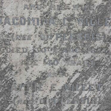 VILLET Jacomina C. nee DU PLESSIS -1877