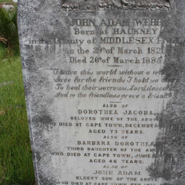 WEBB John Adam 1823-1885 &amp; Dorothea Jacoba ? :: WEBB Barbara Dorothea ?