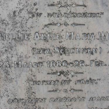 WILTER Nellie Annie Maria nee SCHONKEN 1886-1929