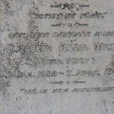 WILTER Elizabeth Maria nee VOIGT 1858-1940