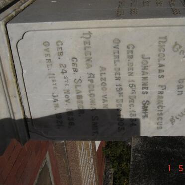 SMIT Nicolaas Franciscus Johannes 1834-1903 &amp; Helena Apolonia SLABBER 1836-1921