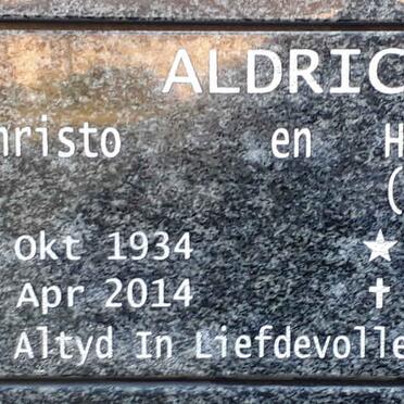 ALDRICH Christo 1934-2014 &amp; Hester Lilene COETZER 1937-2022