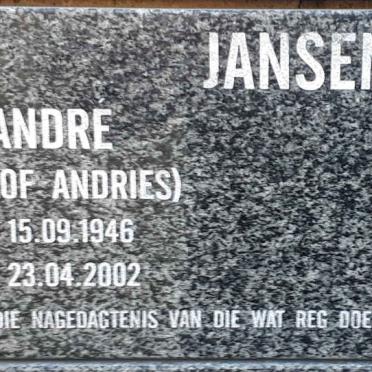 JANSEN Roelof Andries 1946-2002