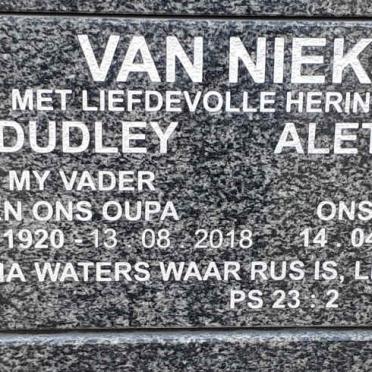 NIEKERK Dudley, van 1920-2018 &amp; Aletta Elizabeth 1920-2006