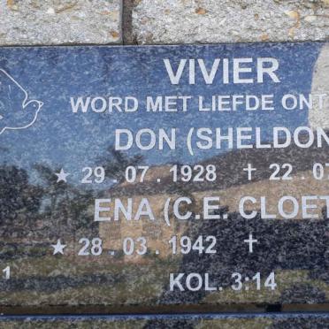 VIVIER Sheldon 1928-2008 &amp; C.E. CLOETE 1942-