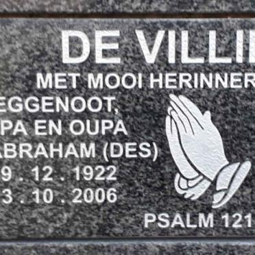 VILLIERS David Abraham, de 1922-2006 &amp; Anna Johanna 1924-2015
