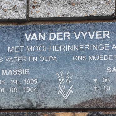 VYVER Massie, van der 1909-1964 &amp; Sannie 1916-2002