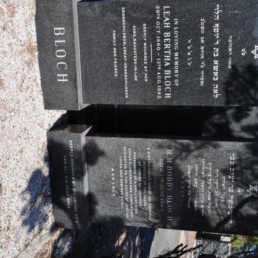 BLOCH H.M. -1963 &amp; Leah Bertha 1890-1982