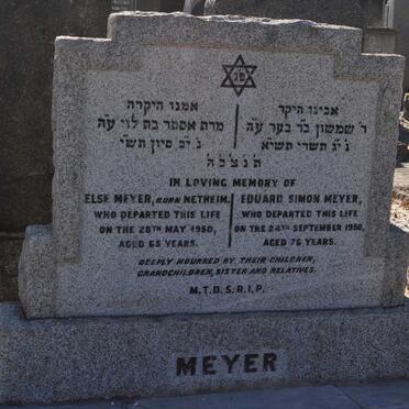 MEYER Eduard Simon -1950 &amp; Else NETHEIM -1950