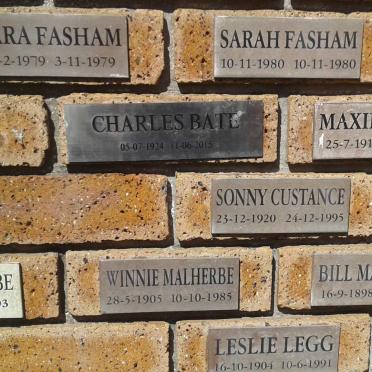 FASHAM Kara 1979-1979 :: FASHAM Sarah 1980-1980 :: BATE Charles 1924-2015 & Maxine 1919-1989 :: CUSTANCE Sonny 1920-1995