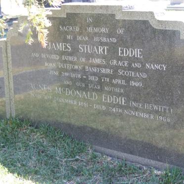 EDDIE James Stuart 1878-1960 &amp; Agnes McDonald HEWITT 1891-1966