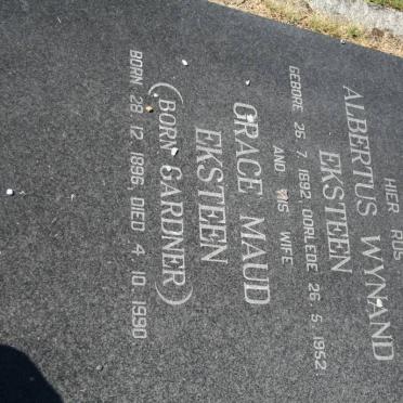 EKSTEEN Albertus Wynand 1892-1952 &amp; Grace Maud GARDNER 1896-1990