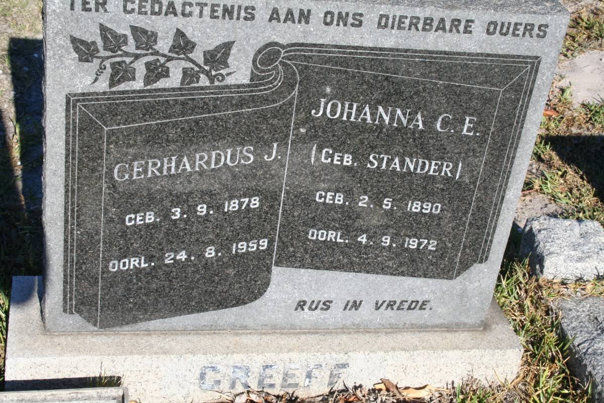 GREEFF Gerhardus 1878-1959 &amp; Johanna C.E. STANDER 1890-1972