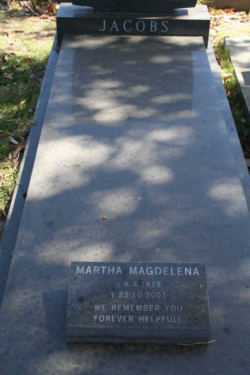 JACOBS Martha Magdelena 1919-2001