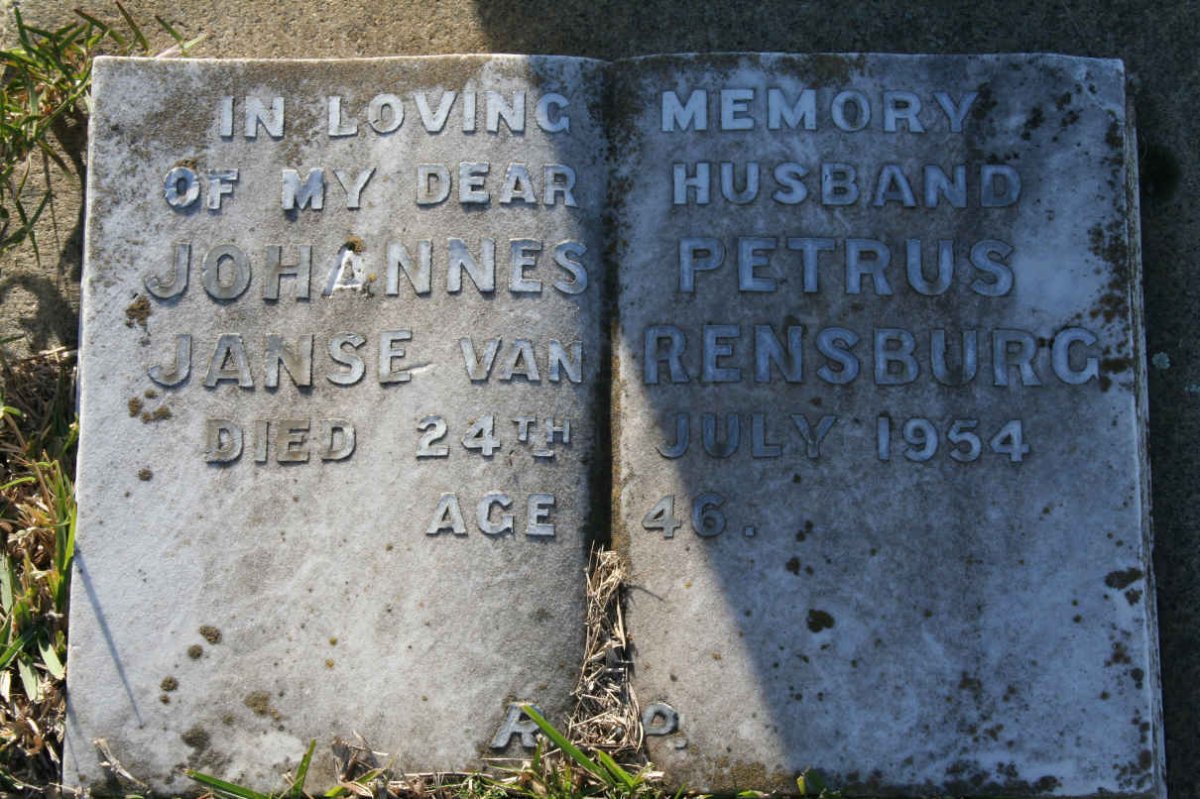 RENSBURG Johannes Petrus, Janse van -1954