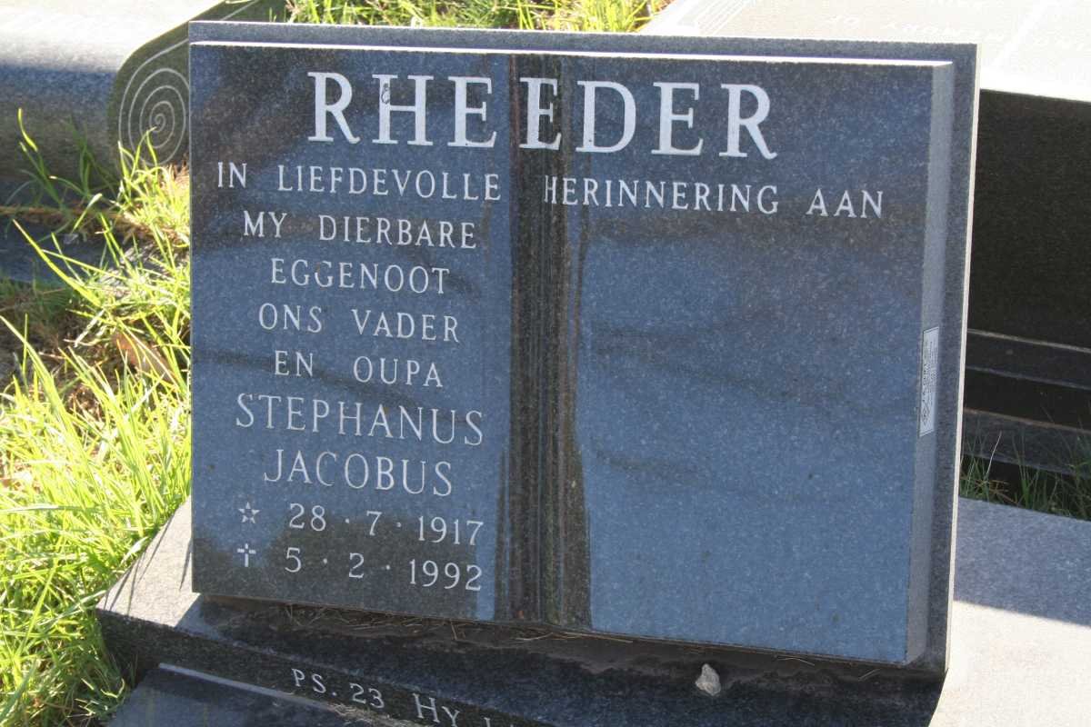 RHEEDER Stephanus Jacobus 1917-1992