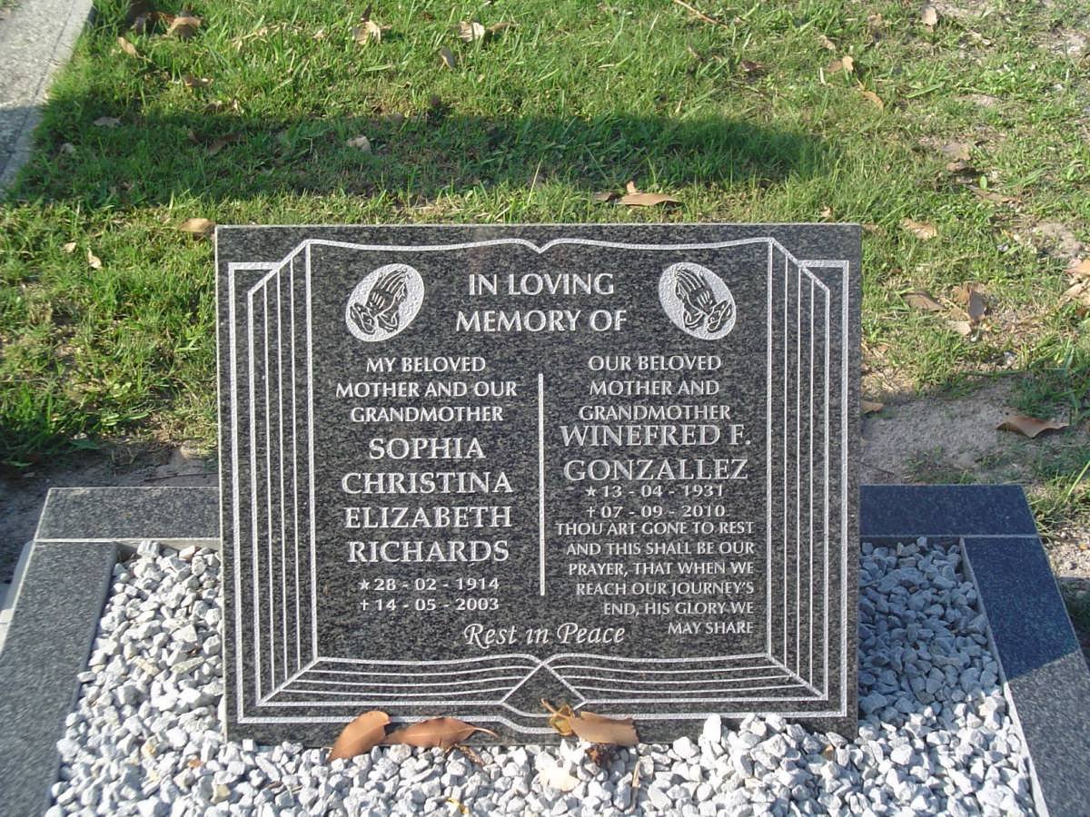 RICHARDS Sophia Christina Elizabeth 1914-2003 :: GONZALLEZ Winefred F. 1931-2010