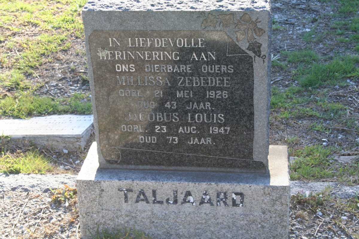 TALJAARD Jacobus Louis -1947 &amp; Millissa Zebedee -1926