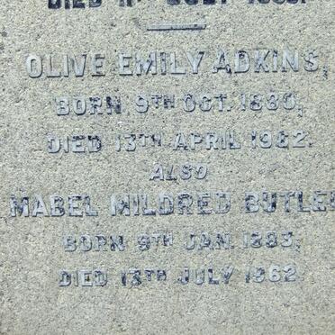 ADKINS Olive 1880-1962 :: BUTLER Mabel Mildred 1883-1962