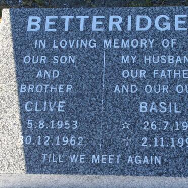 BETTERIDGE Basil 1931-1999 :: BETTERIDGE Clive 1953-1962