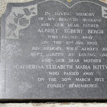 BERGH Albert Egbert -1960 &amp; Catherina Elizabeth Maria -1973