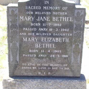 BETHEL Mary Jane 1882-1962 :: BETHEL Mary Elizabeth 1905-1981