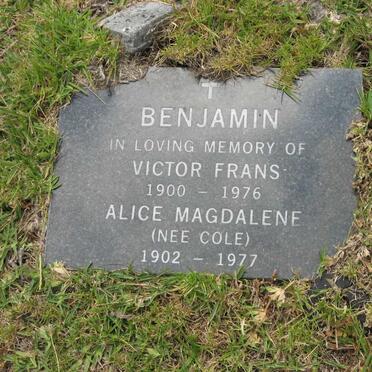 BENJAMIN Victor Frans 1900-1976 &amp; Alice Magdalene COLE 1902-1977