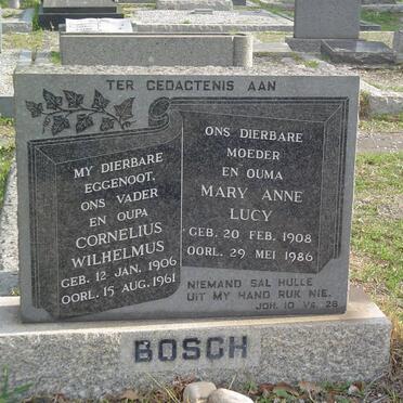 BOSCH Cornelius Wilhelmus 1906-1961 &amp; Mary Anne Lucy 1908-1986